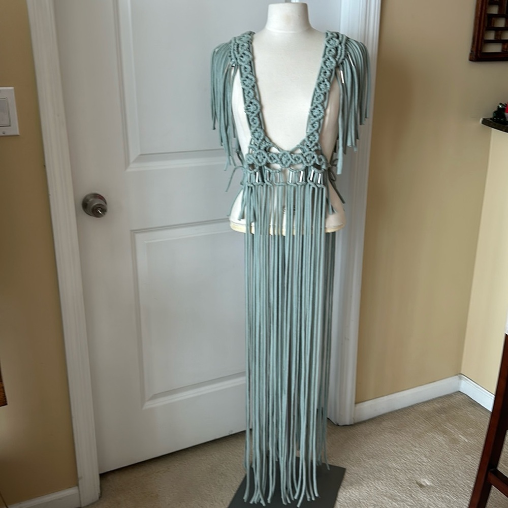 Macrame woven fringe top